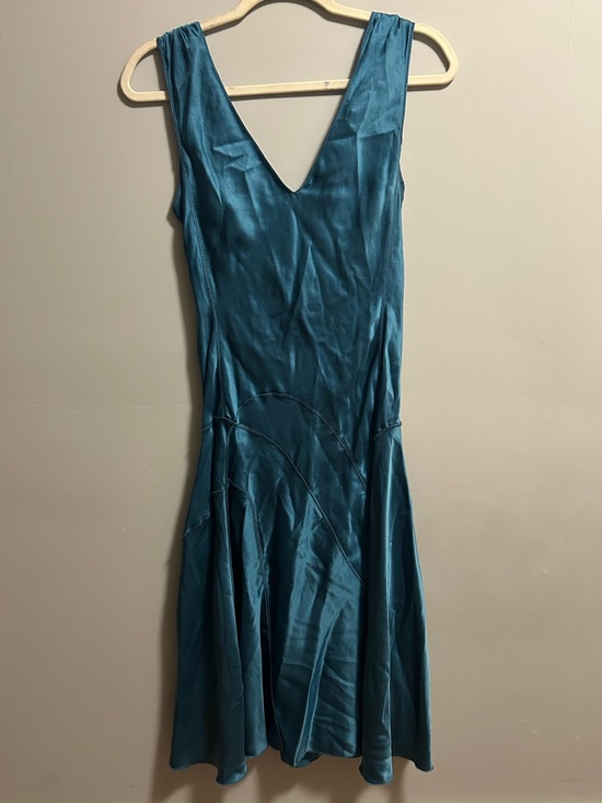 Armani Exchange Dresses & Skirts - ARMANI EXCHANGE Blue Satin V-Neck Sleeveless Dress